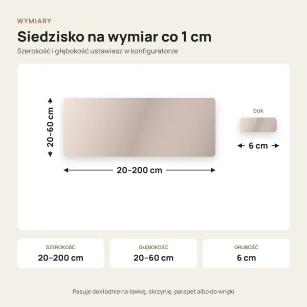 Siedzisko tapicerowane na wymiar Magic Velvet 2274 mglisty beż