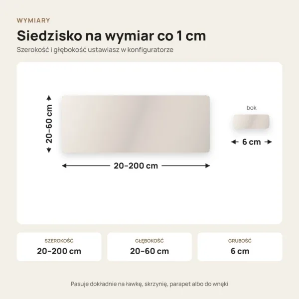 Siedzisko tapicerowane na wymiar Magic Velvet 2256 ecru