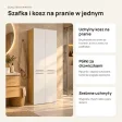 Słupek łazienkowy 60 cm z koszem na pranie i długimi drzwiczkami – Biały / Dąb Artisan