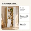 Słupek łazienkowy 60 cm z koszem na pranie i długimi drzwiczkami – Biały / Dąb Artisan