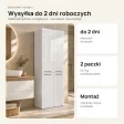 Słupek łazienkowy 60 cm z koszem na pranie i długimi drzwiczkami – Biały połysk