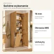 Słupek łazienkowy 60 cm z koszem na pranie i długimi drzwiczkami – Dąb Artisan