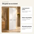 Słupek łazienkowy 60 cm z koszem na pranie, fronty lakierowane – Dąb Artisan / Biały lakier połysk