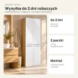 Słupek łazienkowy 60 cm z koszem na pranie, fronty lakierowane – Dąb Artisan / Biały lakier połysk