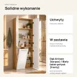 Słupek łazienkowy 60 cm z koszem na pranie, fronty lakierowane – Dąb Artisan / Biały lakier połysk