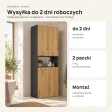 Słupek łazienkowy 60 cm z koszem na pranie i krótkimi drzwiczkami – Antracyt / Dąb Artisan