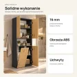 Słupek łazienkowy 60 cm z koszem na pranie i krótkimi drzwiczkami – Antracyt / Dąb Artisan