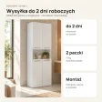 Słupek łazienkowy 60 cm z koszem na pranie i krótkimi drzwiczkami – Biały