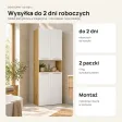 Słupek łazienkowy 60 cm z koszem na pranie i krótkimi drzwiczkami – Biały / Dąb Artisan