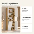 Słupek łazienkowy 60 cm z koszem na pranie i krótkimi drzwiczkami – Biały / Dąb Artisan