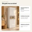 Słupek łazienkowy 60 cm z koszem na pranie i krótkimi drzwiczkami – Biały połysk