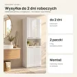 Słupek łazienkowy 60 cm z koszem na pranie i krótkimi drzwiczkami – Biały połysk