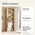 Słupek łazienkowy 60 cm z koszem na pranie i otwartą półką, fronty lakierowane – Dąb Artisan / Biały lakier połysk