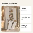 Słupek łazienkowy 60 cm z dwoma koszami na pranie i długimi drzwiczkami – Biały
