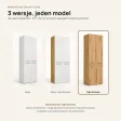 Słupek łazienkowy 60 cm z dwoma koszami na pranie i długimi drzwiczkami – Dąb Artisan