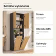 Słupek łazienkowy 60 cm z dwoma koszami na pranie i krótkimi drzwiczkami – Antracyt / Dąb Artisan