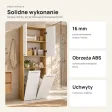 Słupek łazienkowy 60 cm z dwoma koszami na pranie i krótkimi drzwiczkami – Biały / Dąb Artisan