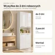 Słupek łazienkowy 60 cm z dwoma koszami na pranie i krótkimi drzwiczkami – Biały połysk