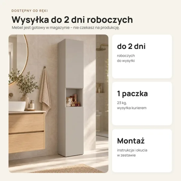 Słupek łazienkowy 31 cm z krótkimi drzwiczkami – Kaszmir