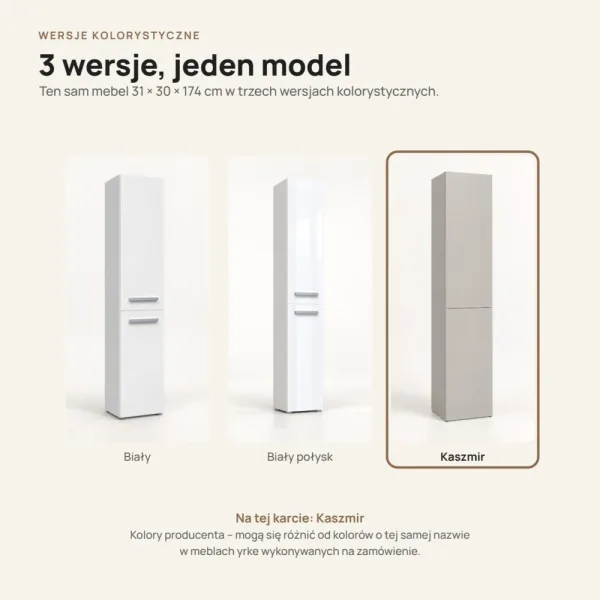 Słupek łazienkowy 31 cm z długimi drzwiczkami – Kaszmir