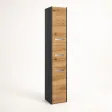 Słupek łazienkowy 30 cm z trojgiem drzwiczek, wysokość 170 cm – Antracyt / Dąb Artisan