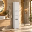 Słupek łazienkowy 30 cm z trojgiem drzwiczek, wysokość 170 cm – Biały