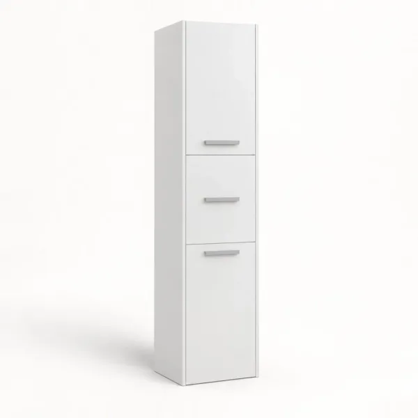 Słupek łazienkowy 40 cm z trojgiem drzwiczek, wysokość 170 cm – Biały