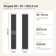 Wysoki słupek 30 cm z szufladą, drzwiczkami i otwartą wnęką, 202 cm – Czarny / Dąb Artisan