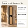 Wysoki słupek 30 cm z szufladą, drzwiczkami i otwartą wnęką, 202 cm – Czarny / Dąb Artisan