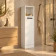 Stojąca szafka łazienkowa 25,5 cm z drzwiczkami i otwartą półką, 102 cm – Biały