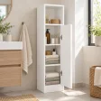 Stojąca szafka łazienkowa 25,5 cm z drzwiczkami i otwartą półką, 102 cm – Biały