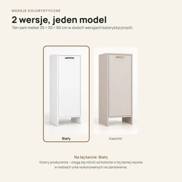 Szafka łazienkowa 35 cm z drzwiczkami i 3 półkami, 90 cm – Biały