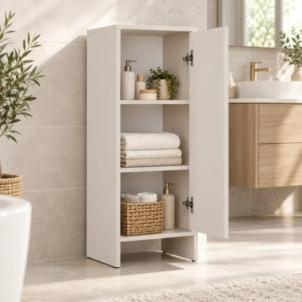 Szafka łazienkowa 35 cm z drzwiczkami i 3 półkami, 90 cm – Kaszmir
