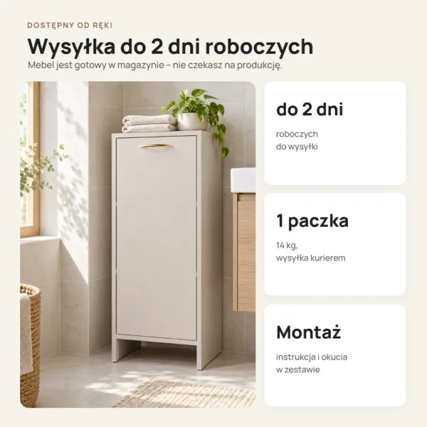 Szafka łazienkowa 35 cm z drzwiczkami i 3 półkami, 90 cm – Kaszmir