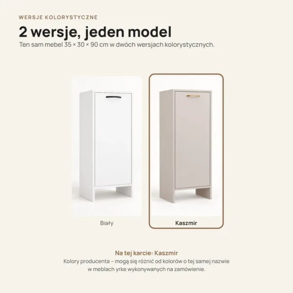 Szafka łazienkowa 35 cm z uchylnym koszem na pranie, 90 cm – Kaszmir