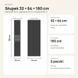 Głęboki słupek łazienkowy 32 cm z dwiema szafkami i otwartymi półkami, 180 cm – Biały