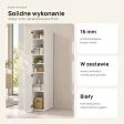 Głęboki słupek łazienkowy 32 cm z dwiema szafkami i otwartymi półkami, 180 cm – Biały