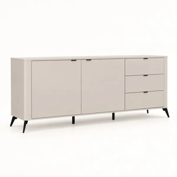 Komoda 183 cm z 2 drzwiczkami i 3 szufladami na metalowych nogach – Kaszmir