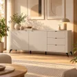 Komoda 183 cm z 2 drzwiczkami i 3 szufladami na metalowych nogach – Kaszmir