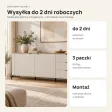Komoda 183 cm z 2 drzwiczkami i 3 szufladami na metalowych nogach – Kaszmir / Dąb Castello