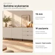 Komoda 183 cm z 2 drzwiczkami i 3 szufladami na metalowych nogach – Kaszmir / Dąb Castello