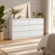 Płytka komoda 120 cm z 6 szufladami, 30 cm głębokości – Biały
