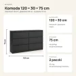 Płytka komoda 120 cm z 6 szufladami, 30 cm głębokości – Czarny