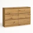 Płytka komoda 120 cm z 6 szufladami, 30 cm głębokości – Dąb Artisan