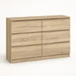 Płytka komoda 120 cm z 6 szufladami, 30 cm głębokości – Dąb Sonoma