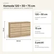 Płytka komoda 120 cm z 6 szufladami, 30 cm głębokości – Dąb Sonoma