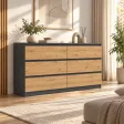 Komoda 138 cm z 6 szufladami – Antracyt / Dąb Artisan