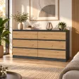 Komoda 138 cm z 6 szufladami – Antracyt / Dąb Artisan