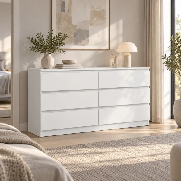 Komoda 138 cm z 6 szufladami – Biały