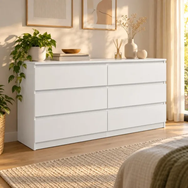 Komoda 138 cm z 6 szufladami – Biały
